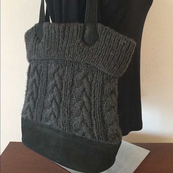 Yohji Yamamoto Handbags - Yohji Yamamoto NOIR Cable Knit & Suede Handbag